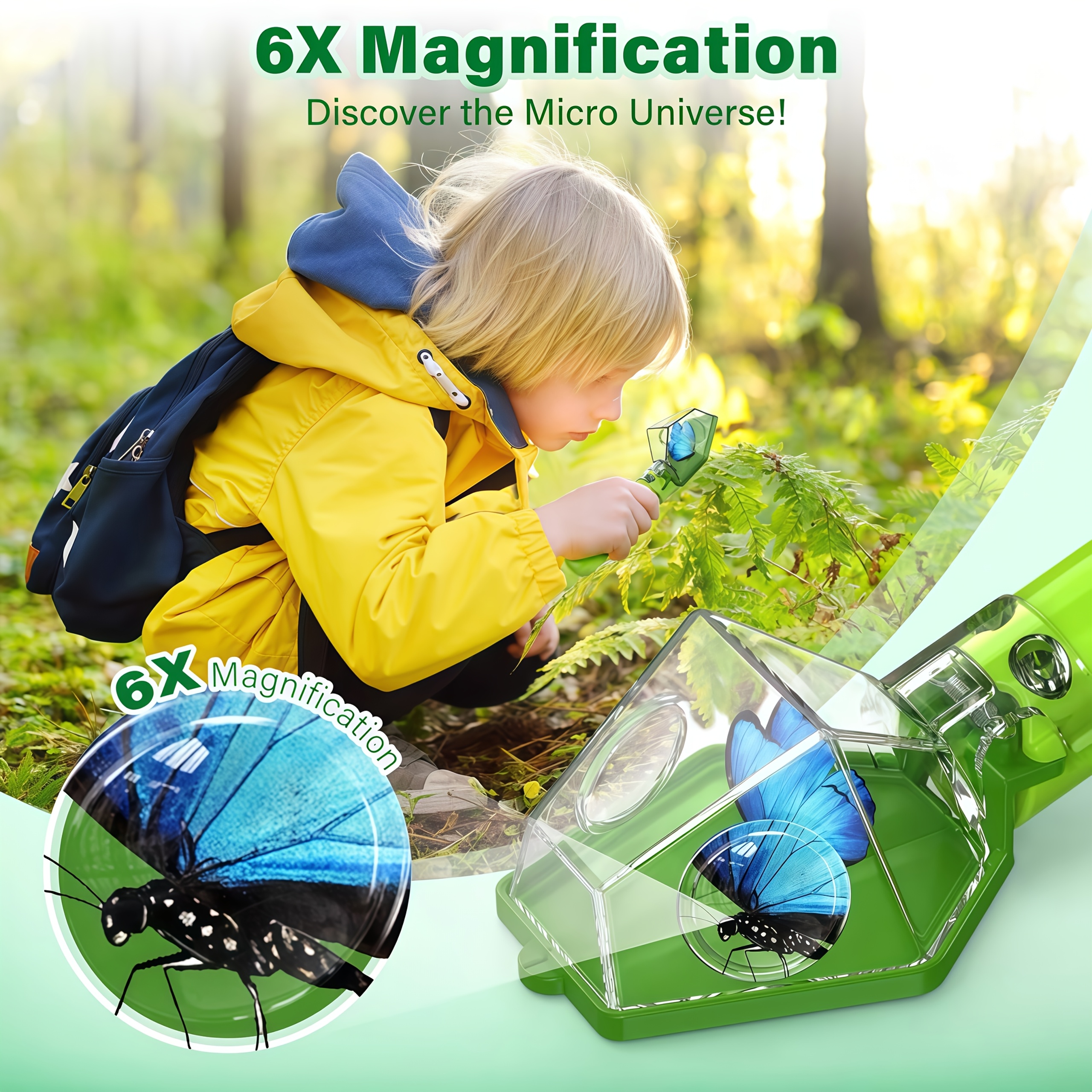 Outdoor Adventure Educator - Handheld insect trap with 6x magnifying
